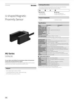 AUTONICS MU CATALOG MU SERIES: U-SHAPED MAGNETIC PROXIMITY SENSOR